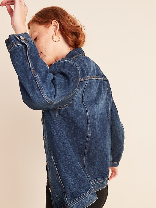 View large product image 2 of 3. Boyfriend Oversized Jean Jacket for Women