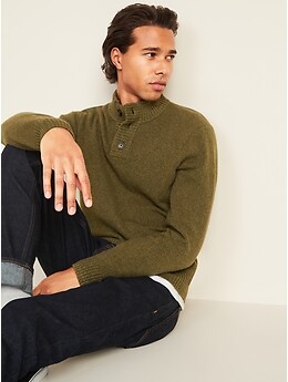 I.N. San Francisco Fit-And-Flare Gold Button Mock Neck Sweater