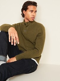men's button mock neck sweater
