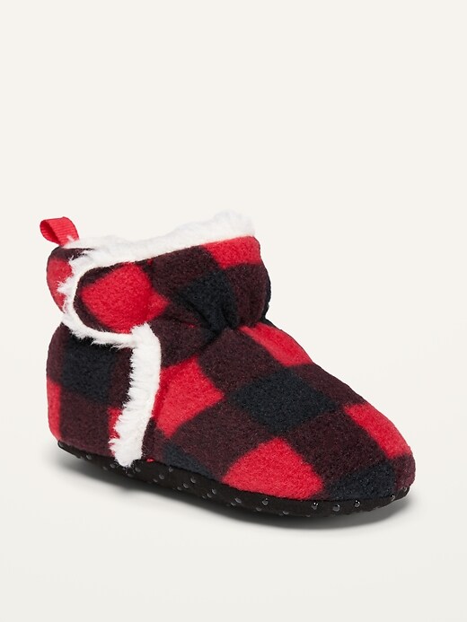 View large product image 1 of 4. Unisex Sherpa-Lined Micro Fleece Booties for Baby