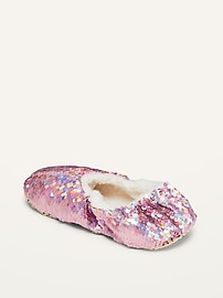 View large product image 4 of 4. Sherpa-Lined Sequin Slippers for Girls