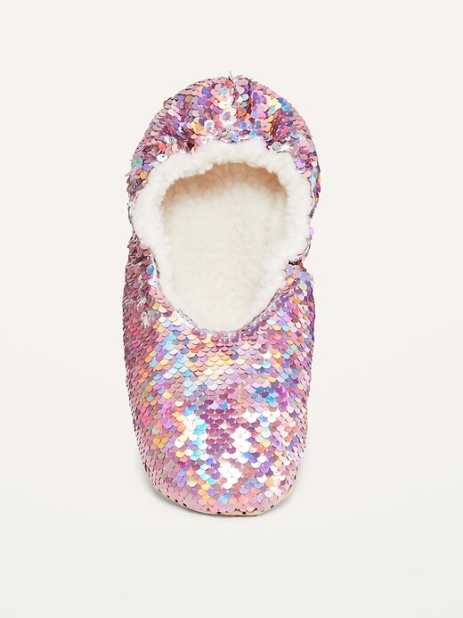 View large product image 2 of 4. Sherpa-Lined Sequin Slippers for Girls