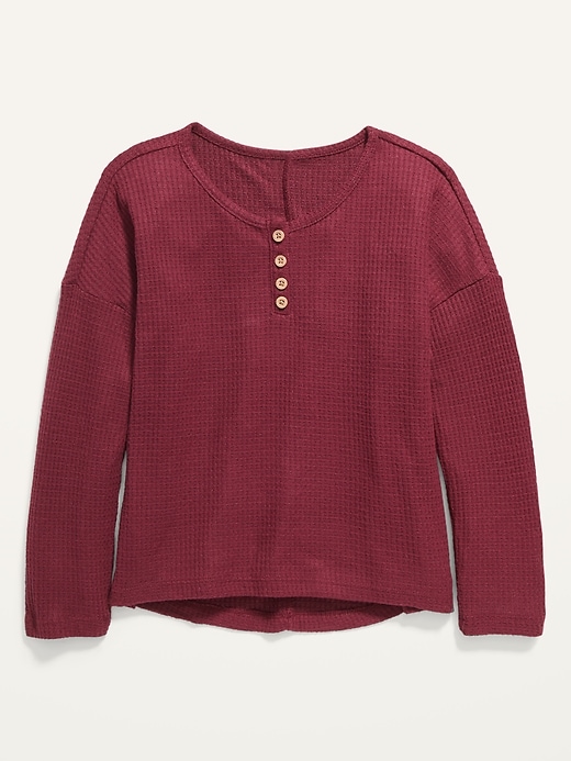 View large product image 1 of 1. Oversized Thermal Henley for Girls