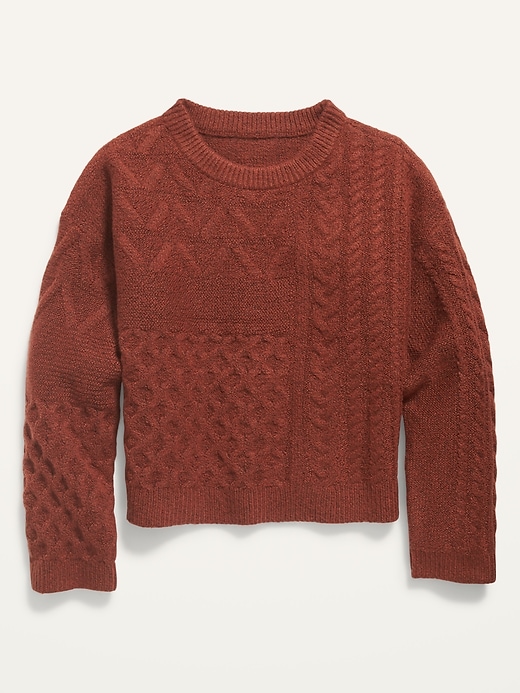 View large product image 1 of 1. Cable-Knit Crew-Neck Sweater for Girls