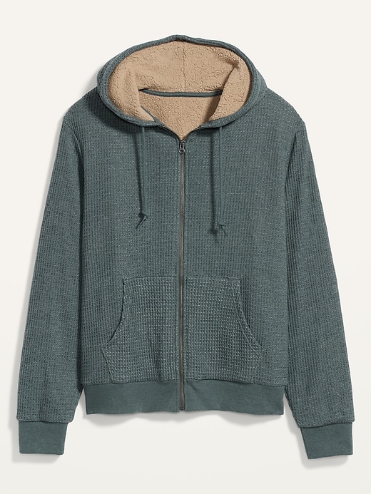 View large product image 1 of 1. Cozy Sherpa-Lined Thermal-Knit Zip Hoodie