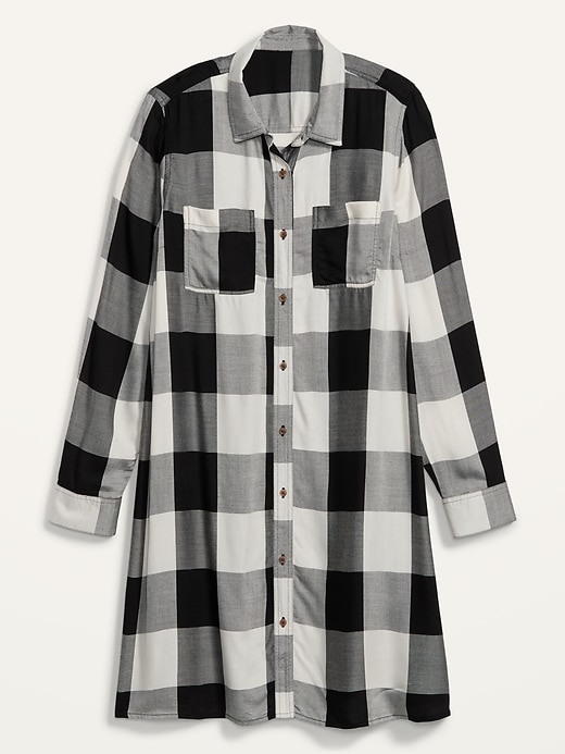 Image number 4 showing, Buffalo Plaid Flannel Swing Shirt Dress for Women