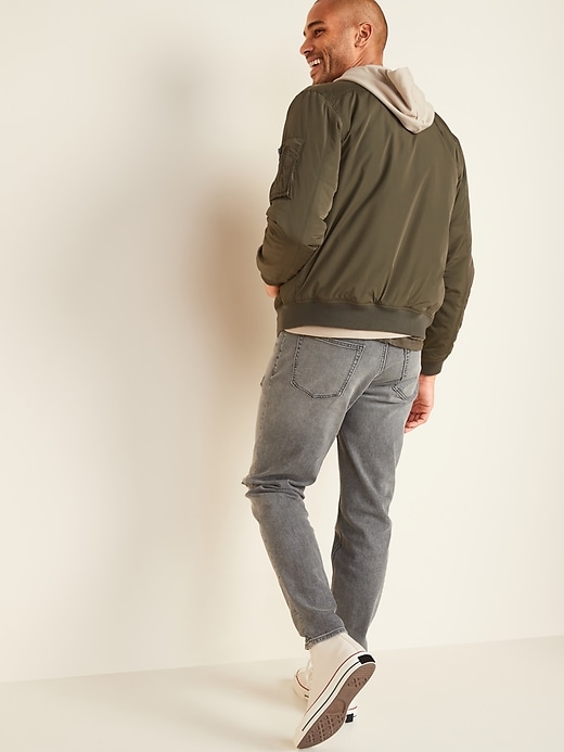 Image number 2 showing, Athletic Taper Built-In Flex Distressed Gray Jeans
