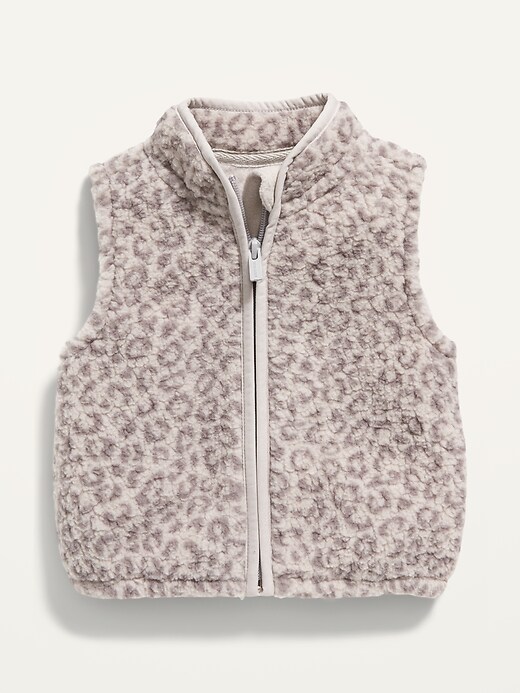 View large product image 1 of 2. Unisex Leopard-Print Sherpa Vest for Baby