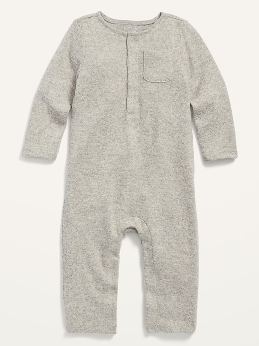 View large product image 1 of 1. Unisex Cozy Henley One-Piece for Baby