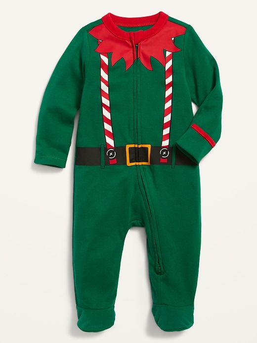 View large product image 1 of 1. Unisex Holiday-Graphic Footed One-Piece for Baby