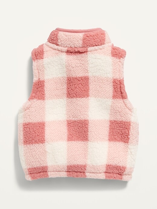 View large product image 2 of 2. Unisex Pink Plaid Sherpa Vest for Baby