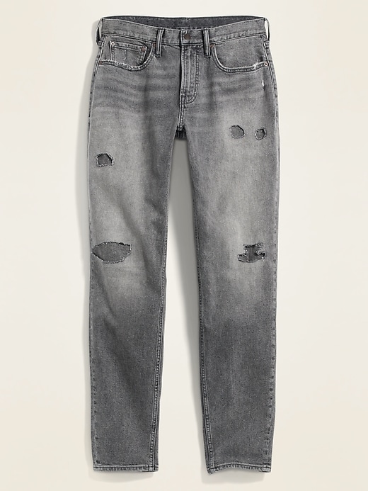 Image number 4 showing, Athletic Taper Built-In Flex Distressed Gray Jeans