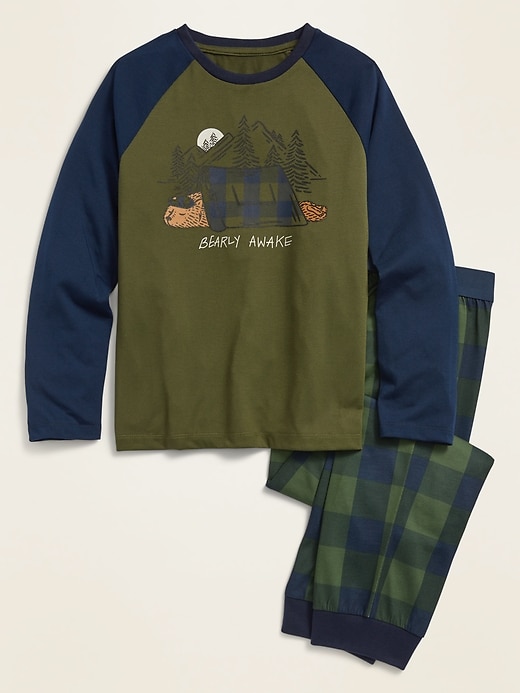 View large product image 1 of 1. Graphic Raglan Shirt And Jogger Pants Pajama Set For Boys