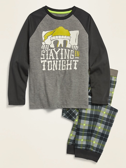 View large product image 1 of 1. Graphic Raglan Shirt And Jogger Pants Pajama Set For Boys
