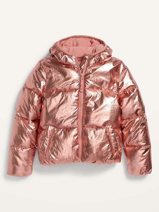 old navy metallic puffer jacket