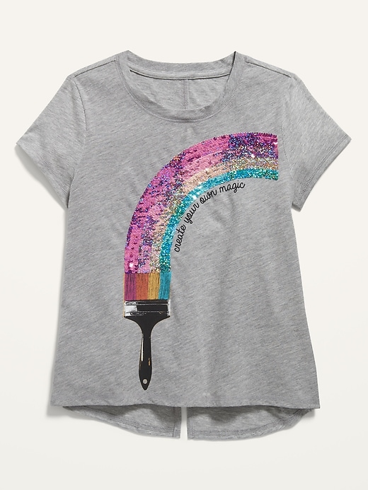 Flippy Sequin Split Back Tee for Girls