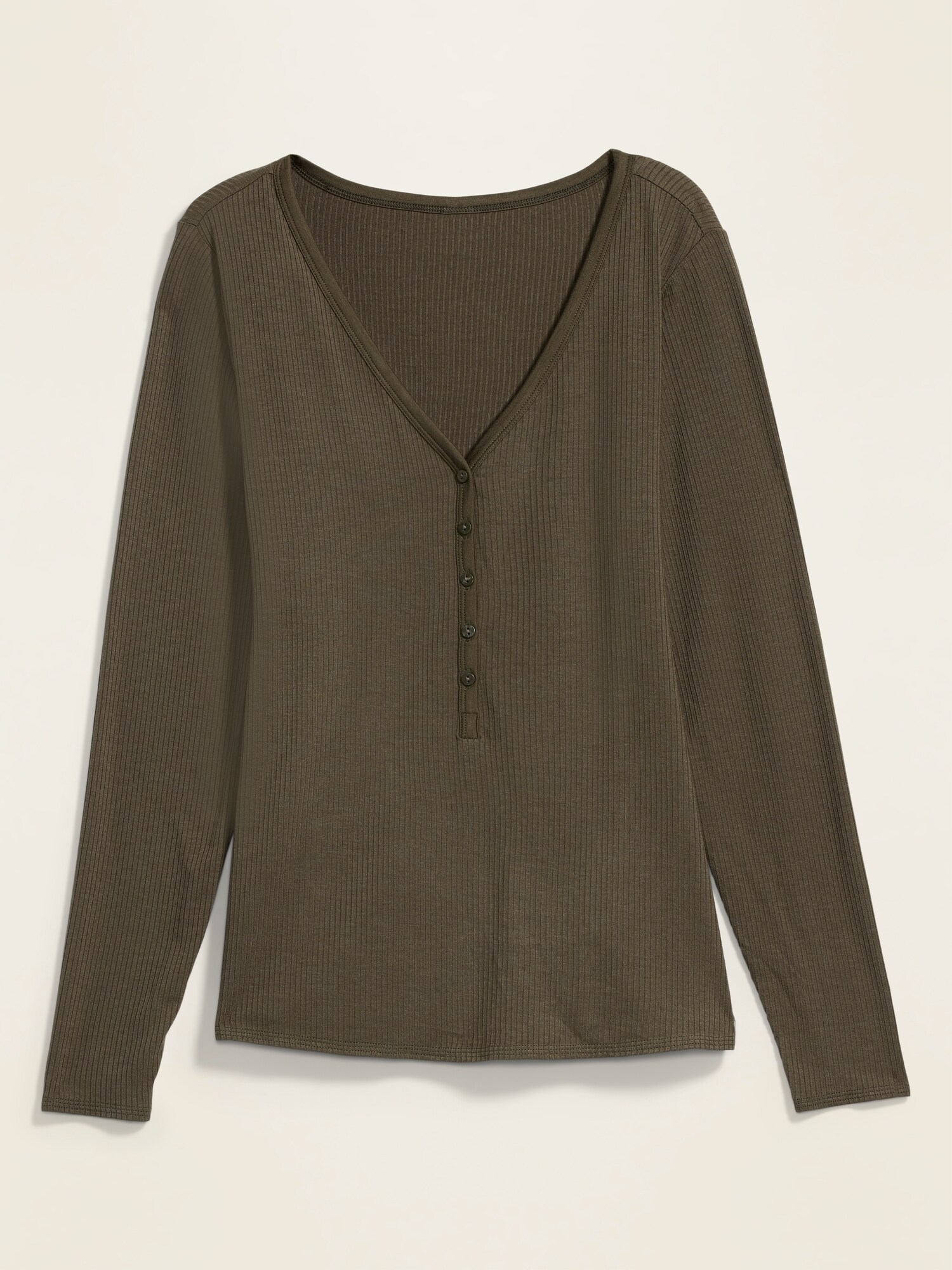 【MODERNIF】Ribbed Span Henley Neck Knit Ribbed Cropped V-Neck Henley Sweater