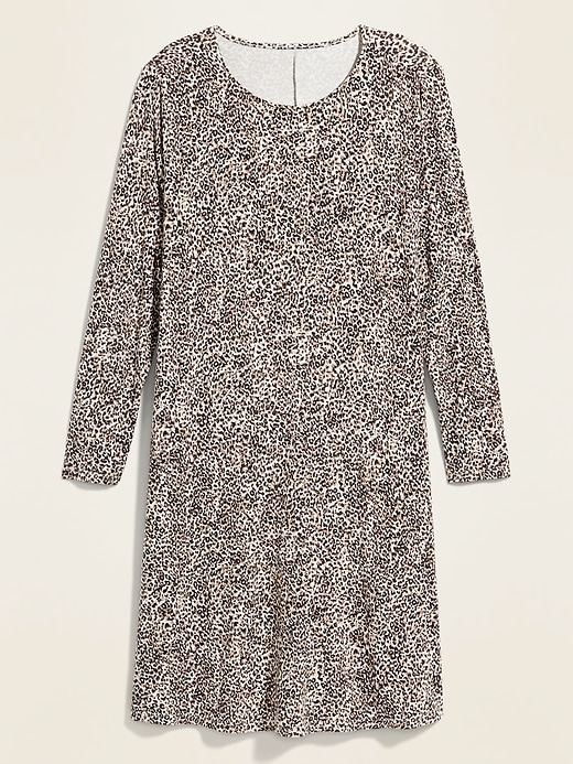 View large product image 2 of 2. Jersey-Knit Long-Sleeve Plus-Size Swing Dress