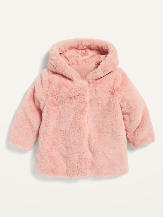 View large product image 1 of 1. Unisex Faux-Fur A-Line Hooded Coat for Baby
