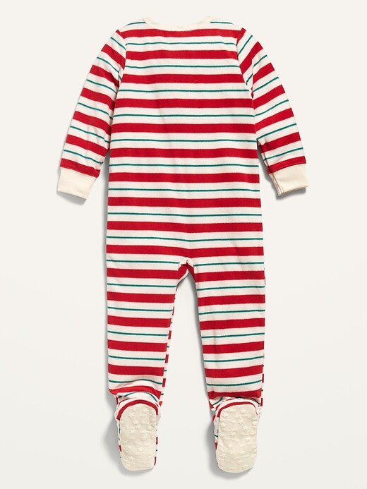 View large product image 2 of 2. Unisex Striped Micro Fleece Footie Pajama One-Piece for Toddler & Baby