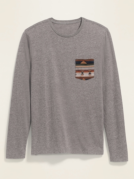 View large product image 2 of 2. Soft-Washed Patterned-Pocket Long-Sleeve Tee