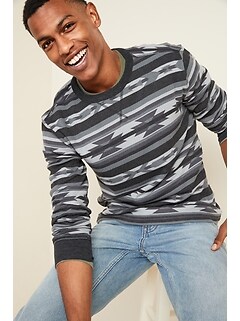 Soft-Washed Printed Thermal-Knit Long-Sleeve Tee for Men