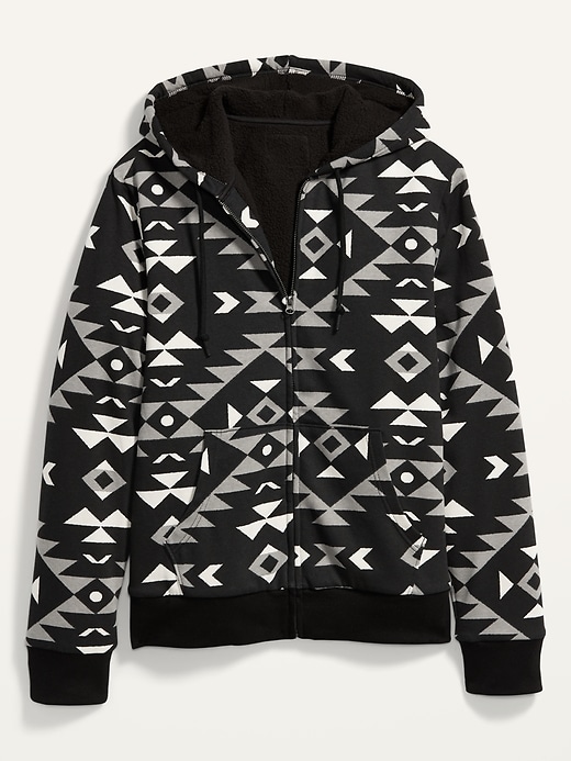 Image number 4 showing, Cozy Sherpa-Lined Patterned Zip Hoodie