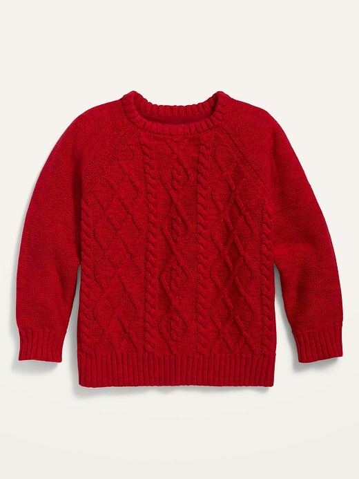View large product image 1 of 1. Cable-Knit Crew-Neck Sweater for Toddler Boys