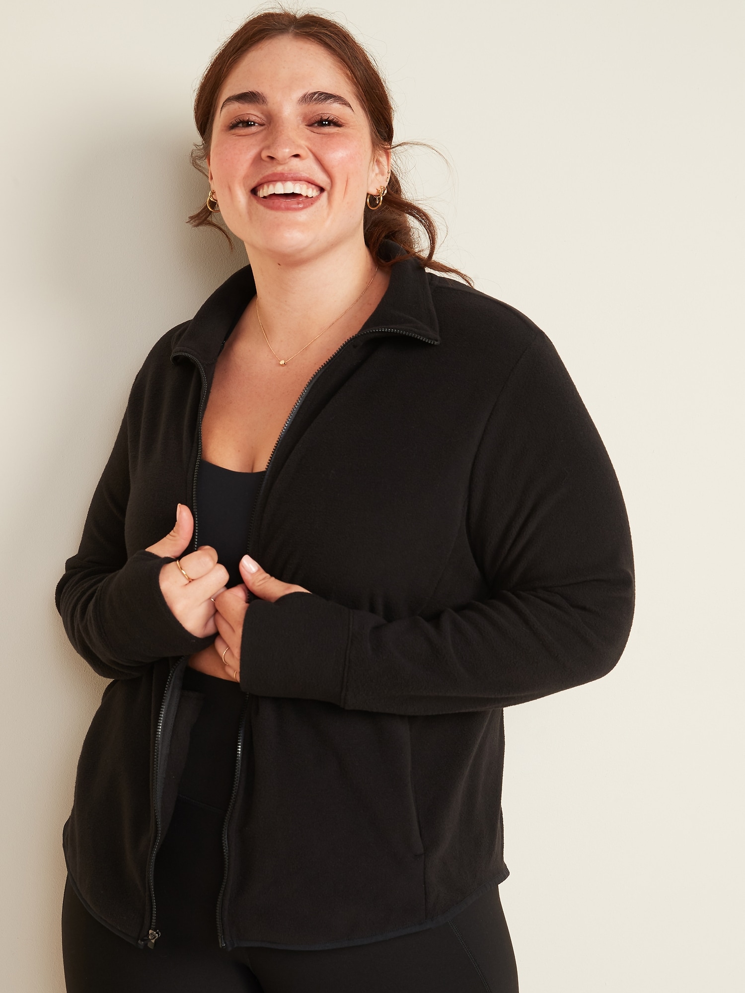 Fleece plus size on sale jacket