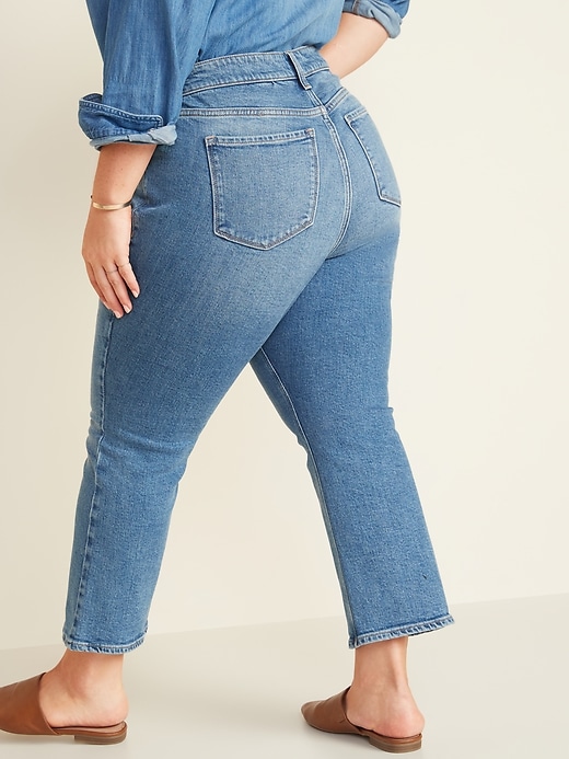 Image number 2 showing, High-Waisted Secret-Slim Pockets Plus-Size Crop Flare Ankle Jeans