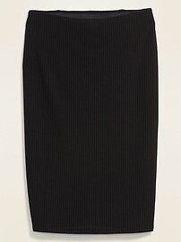 View large product image 3 of 3. High-Waisted Rib-Knit Plus-Size Midi Pencil Skirt