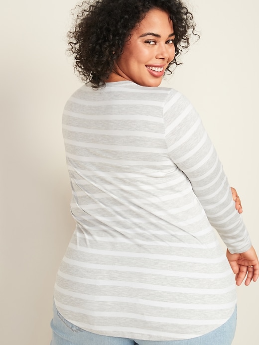 View large product image 2 of 3. Luxe Striped Plus-Size Long-Sleeve Tee