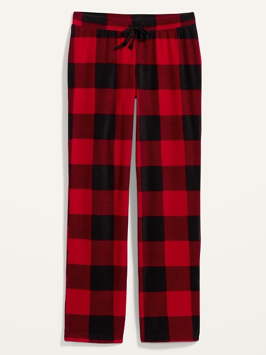 Mid-Rise Patterned Micro Performance Fleece Pajama Pants for Women