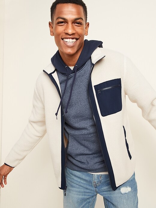 View large product image 1 of 3. Cozy Sherpa Mock-Neck Flurry Zip Jacket