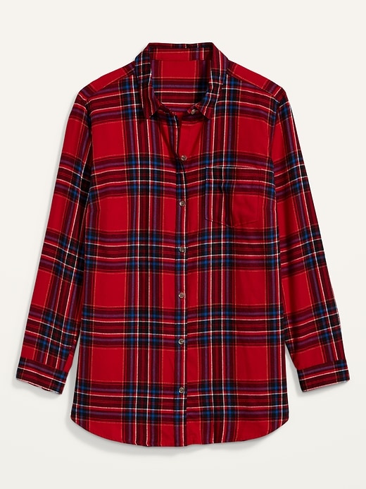 View large product image 1 of 1. Classic Plaid Flannel No-Peek Plus-Size Shirt