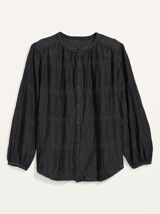 Image number 4 showing, Oversized Embroidered Button-Front Blouse for Women