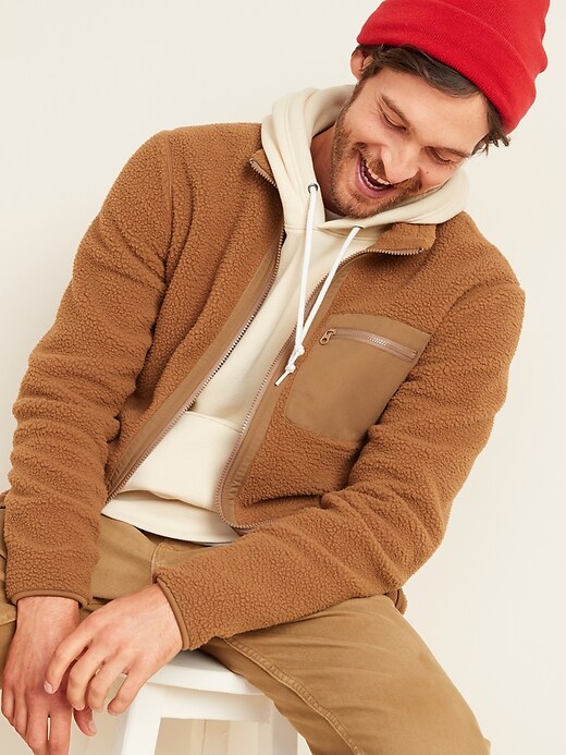 View large product image 1 of 2. Cozy Sherpa Mock-Neck Flurry Zip Jacket