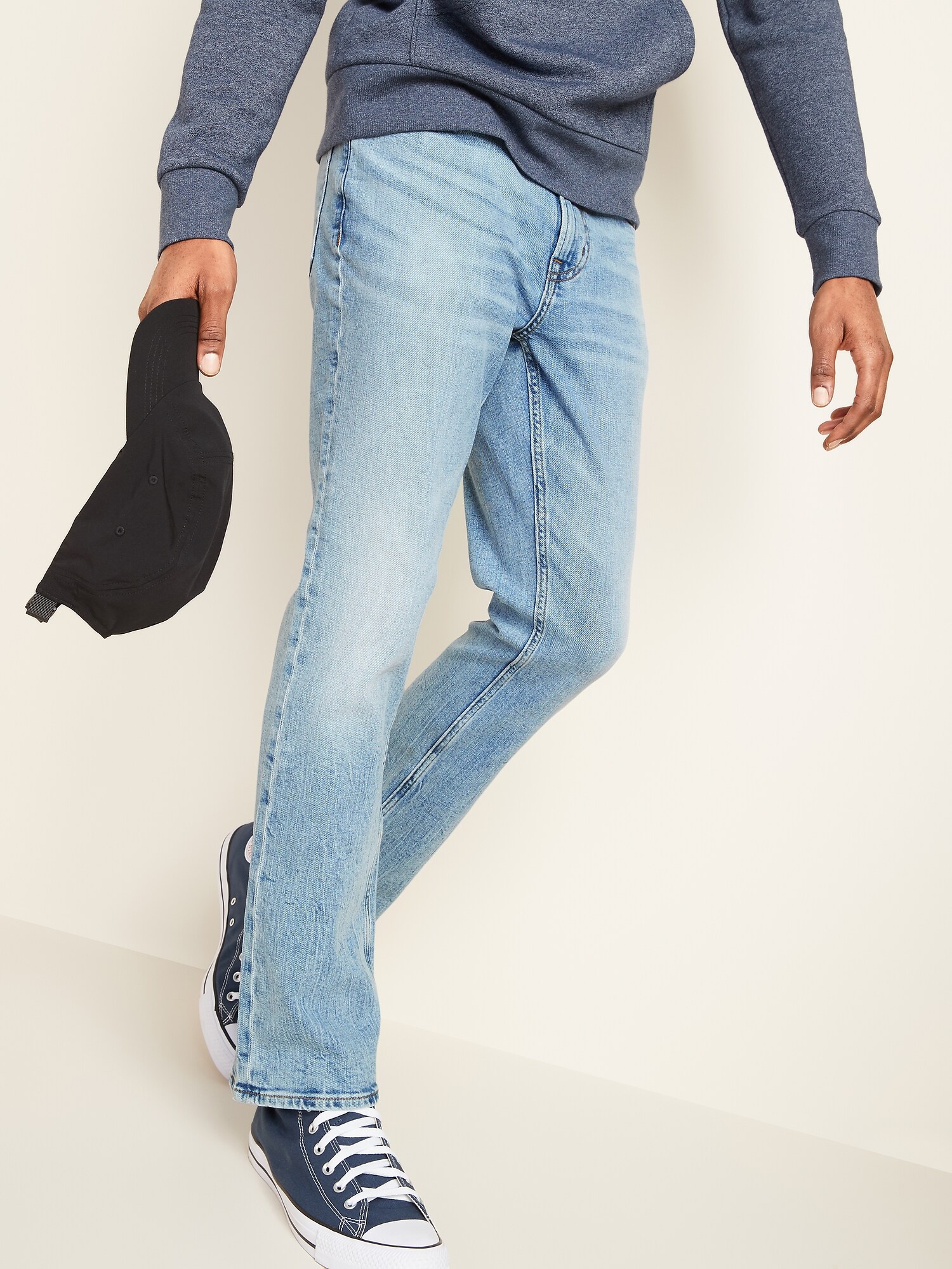 light blue cut jeans