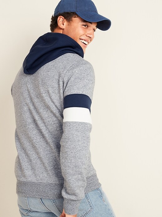 View large product image 2 of 3. Color-Block Sleeve-Stripe Pullover Hoodie