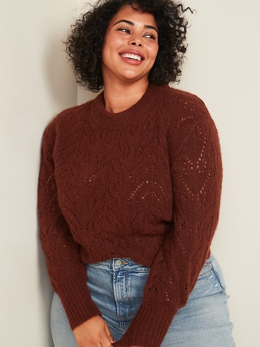 View large product image 1 of 2. Cozy Pointelle-Knit Plus-Size Sweater