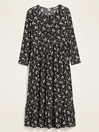 View large product image 3 of 3. Waist-Defined Floral-Print Button-Front Plus-Size Maxi Dress