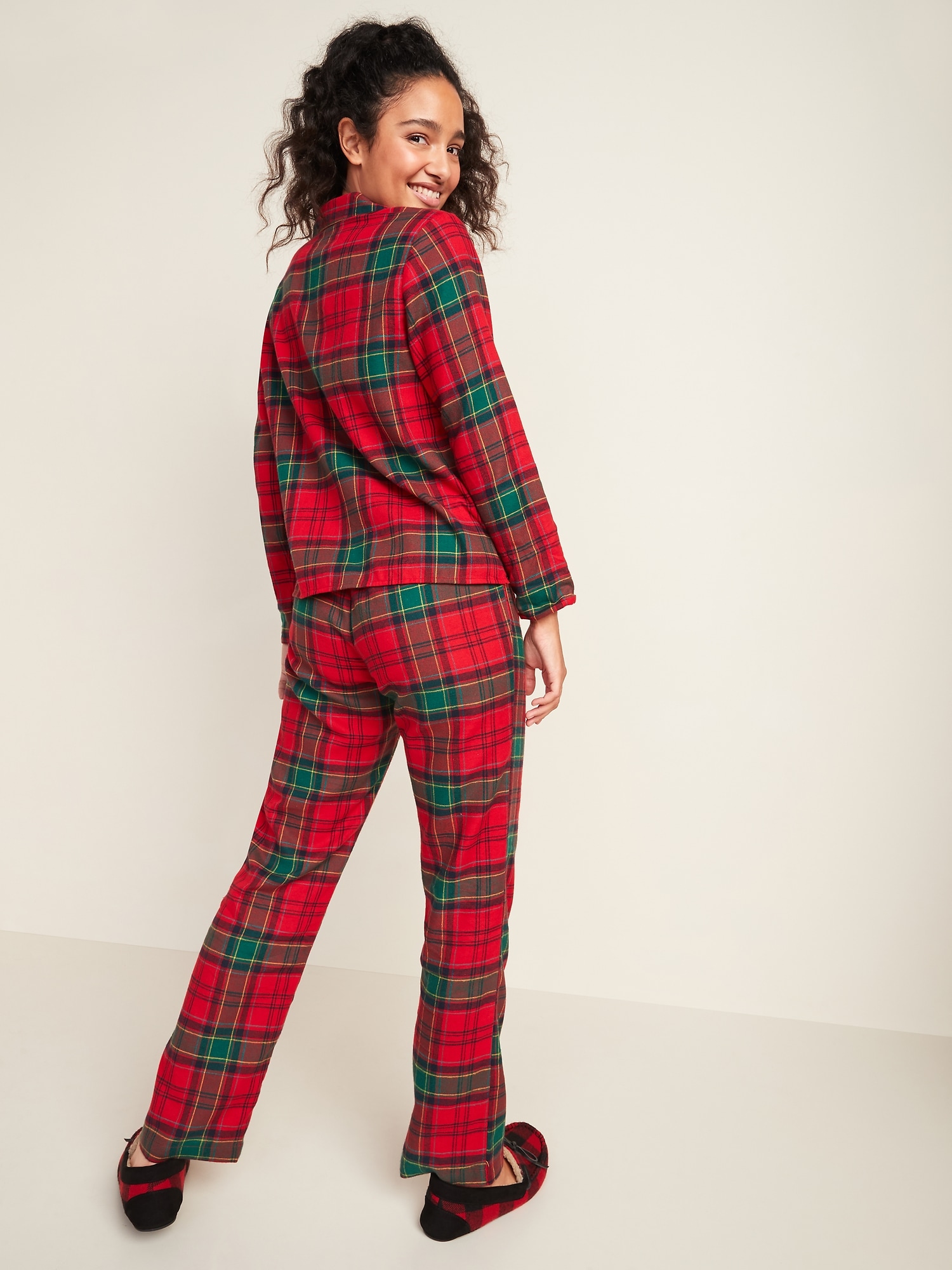 Patterned Flannel Pajama Set