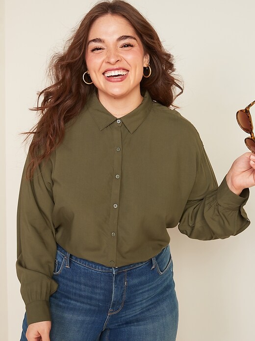 View large product image 1 of 3. Loose Soft-Woven No-Peek Plus-Size Tunic Shirt