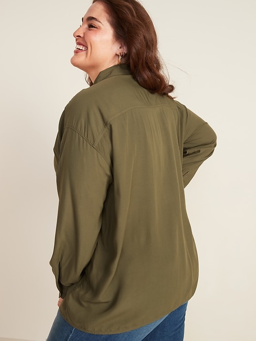 View large product image 2 of 3. Loose Soft-Woven No-Peek Plus-Size Tunic Shirt