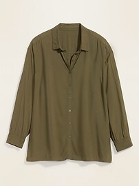 View large product image 3 of 3. Loose Soft-Woven No-Peek Plus-Size Tunic Shirt