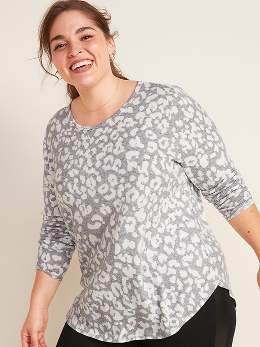 View large product image 1 of 3. Cozy Plus-Knit Patterned Plus-Size Long-Sleeve Tee
