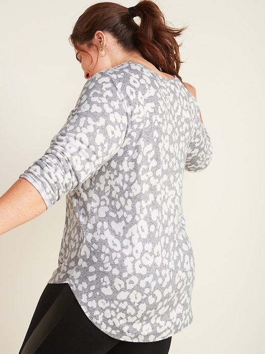 View large product image 2 of 3. Cozy Plus-Knit Patterned Plus-Size Long-Sleeve Tee