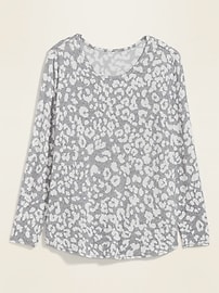 View large product image 3 of 3. Cozy Plus-Knit Patterned Plus-Size Long-Sleeve Tee