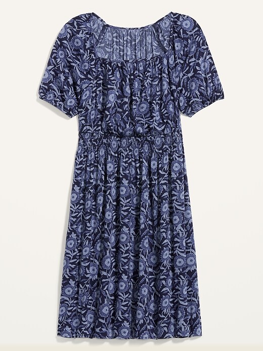View large product image 2 of 2. Waist-Defined Floral-Print Plus-Size Dress