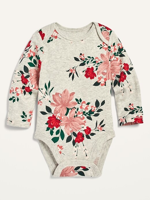 View large product image 1 of 1. Unisex Printed Long-Sleeve Bodysuit for Baby